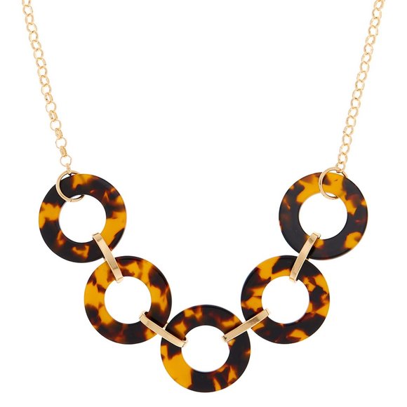 Claire's Jewelry New Gold Link Resin Tortoiseshell Necklace Nwt